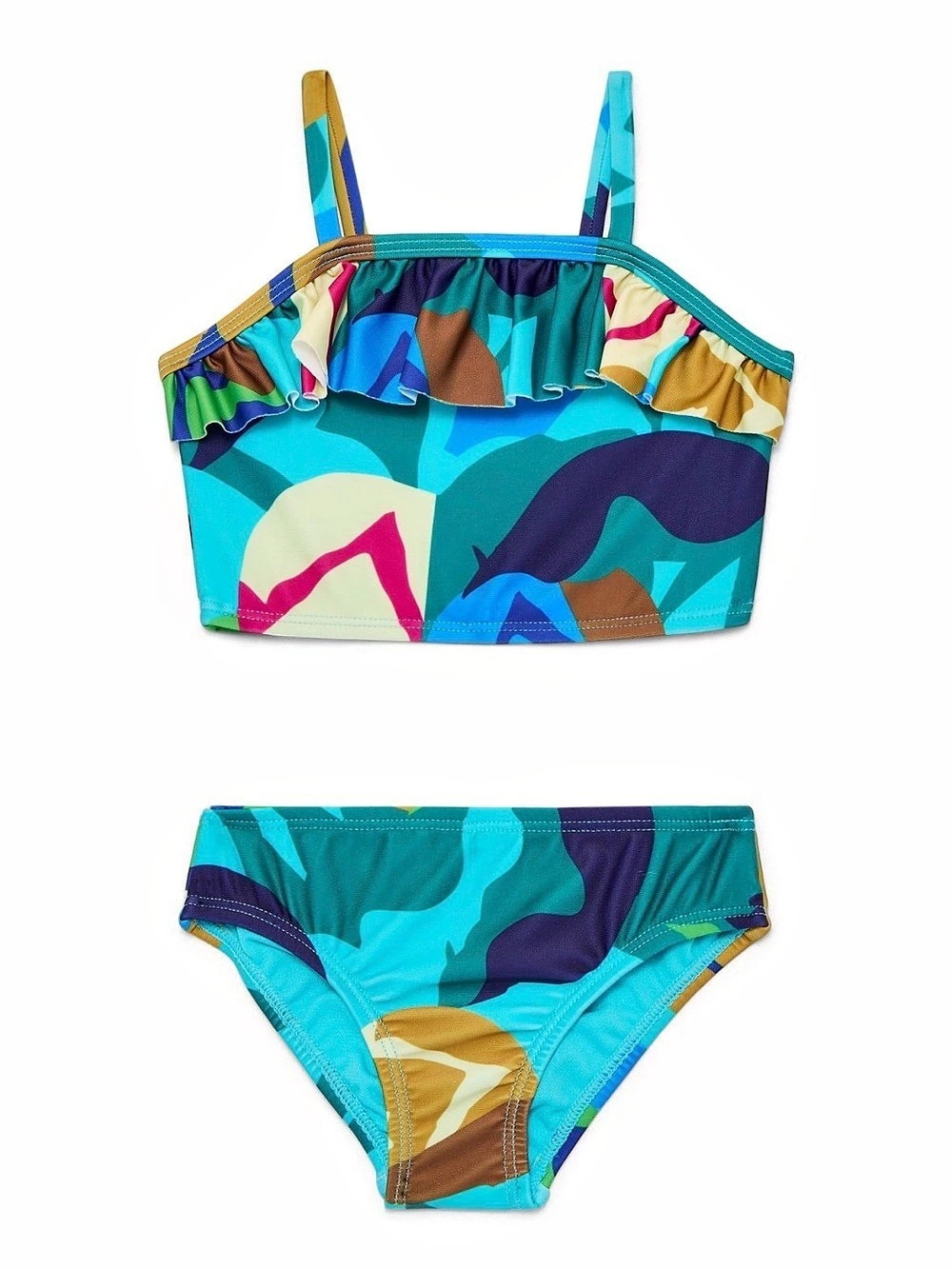 Walmart WNTG Tankini Abstract Tropical Abstract Tropical Tankini Girls  NWT